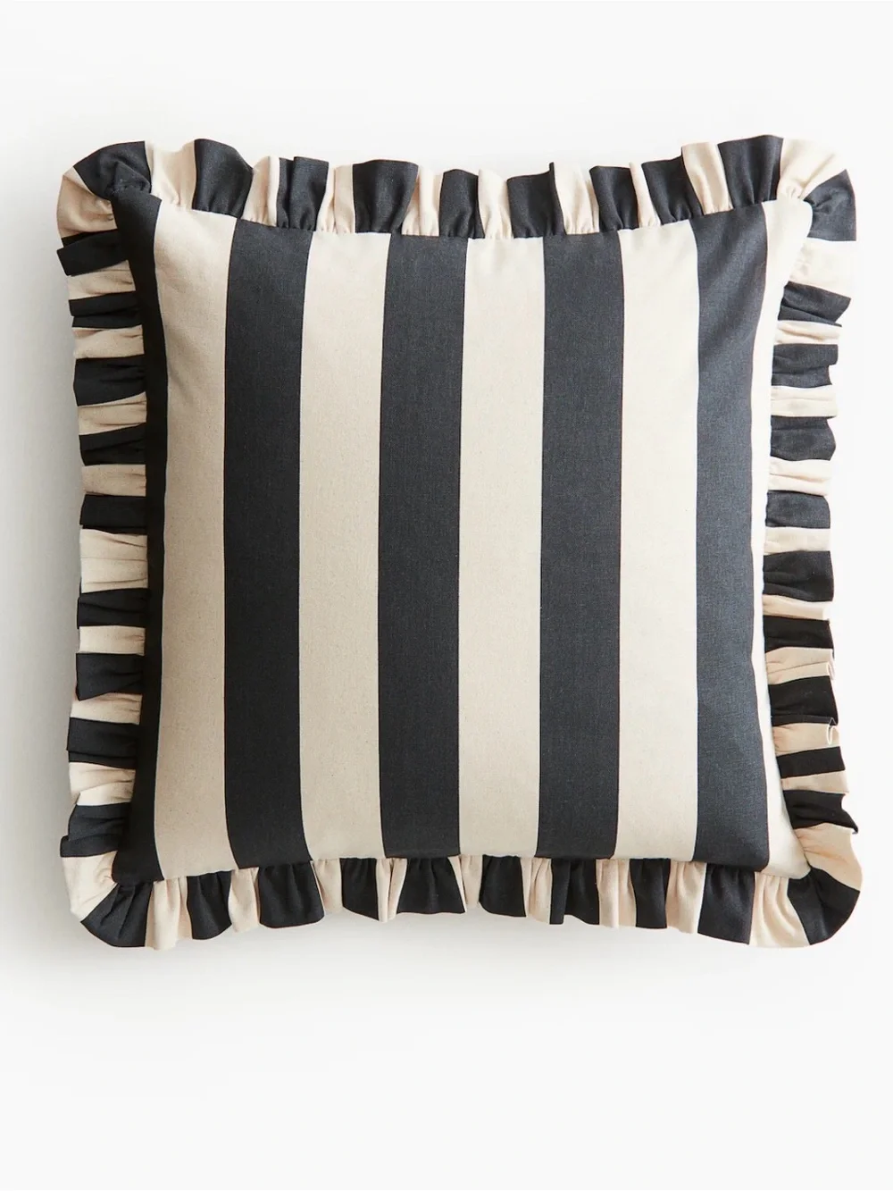 H&M Striped Ruffle Throw Pillows - Black and White set of 3